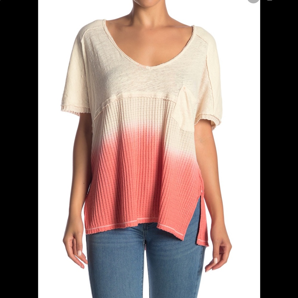 Free People Sun Dial T-Shirt Cream & Pink Ombre